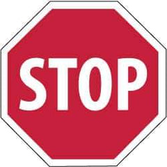 NMC - "Stop", 12" Wide x 12" High, Plastic Stop & Yield Signs - 0.05" Thick, White on Red, Octagon, Wall Mount - Eagle Tool & Supply