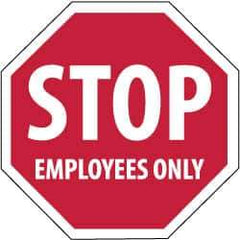 NMC - "Stop - Employees Only", 12" Wide x 12" High, Plastic Stop & Yield Signs - 0.05" Thick, White on Red, Octagon, Wall Mount - Eagle Tool & Supply