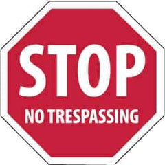 NMC - "Security Notice - Stop - No Trespassing", 12" Long x 12" Wide, Rigid Plastic Safety Sign - Hexagon, 0.05" Thick, Use for Security & Admittance - Eagle Tool & Supply