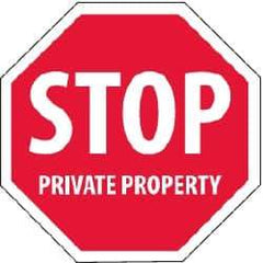 NMC - "Security Notice - Stop - Private Property", 12" Long x 12" Wide, Rigid Plastic Safety Sign - Hexagon, 0.05" Thick, Use for Security & Admittance - Eagle Tool & Supply