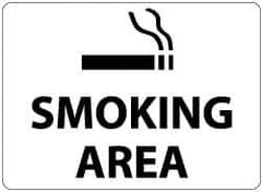 NMC - "Smoking Area", 10" Long x 14" Wide, Aluminum Safety Sign - Rectangle, 0.04" Thick, Use for Smoking Regulations - Eagle Tool & Supply