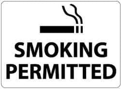 NMC - "Smoking Permitted", 10" Long x 14" Wide, Aluminum Safety Sign - Rectangle, 0.04" Thick, Use for Smoking Regulations - Eagle Tool & Supply