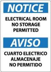 NMC - "Notice - Electrical Room - No Storage Permitted", 14" Long x 10" Wide, Rigid Plastic Safety Sign - Rectangle, 0.05" Thick, Use for Accident Prevention - Eagle Tool & Supply