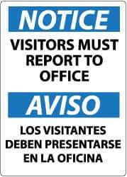 NMC - "Notice - Visitors Must Report to Office", 14" Long x 10" Wide, Rigid Plastic Safety Sign - Rectangle, 0.05" Thick, Use for Security & Admittance - Eagle Tool & Supply