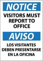 NMC - "Notice - Visitors Must Report to Office", 14" Long x 10" Wide, Aluminum Safety Sign - Rectangle, 0.04" Thick, Use for Security & Admittance - Eagle Tool & Supply