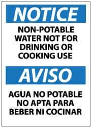 NMC - "Notice - Non-Potable Water - Not for Drinking or Cooking Use", 14" Long x 10" Wide, Pressure-Sensitive Vinyl Safety Sign - Rectangle, 0.004" Thick, Use for Hazardous Materials - Eagle Tool & Supply