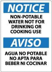 NMC - "Notice - Non-Potable Water - Not for Drinking or Cooking Use", 14" Long x 10" Wide, Rigid Plastic Safety Sign - Rectangle, 0.05" Thick, Use for Hazardous Materials - Eagle Tool & Supply