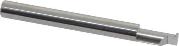 Accupro - 0.0305" Groove Width, 1/4" Min Hole Diam, 1/2" Max Hole Depth, Full Radius Grooving Tool - 0.06" Projection, 2" Shank Length, 2-1/2" OAL, 0.0153" Radius, Solid Carbide, Bright Finish - Exact Industrial Supply