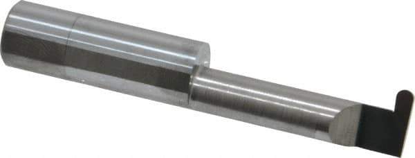 Accupro - 0.126" Groove Width, 1/2" Min Hole Diam, 1-1/2" Max Hole Depth, Full Radius Grooving Tool - 0.16" Projection, 1-1/2" Shank Length, 3" OAL, 0.063" Radius, Solid Carbide, Bright Finish - Exact Industrial Supply