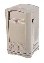 Rubbermaid - 50 Gal Beige Rectangle Trash Can - Polyethylene, 42-1/8" High x 24-3/4" Long x 25-1/4" Wide - Eagle Tool & Supply