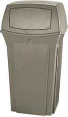 Rubbermaid - 35 Gal Beige Square Trash Can - Polyethylene, 41" High x 21-1/2" Long x 21-1/2" Wide - Eagle Tool & Supply