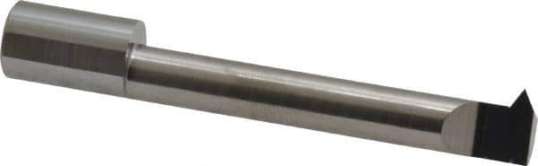 Accupro - 1.8" Cutting Depth, 8 to 32 TPI, 0.36" Diam, Internal Thread, Solid Carbide, Single Point Threading Tool - Bright Finish, 3" OAL, 3/8" Shank Diam, 0.08" Projection from Edge, 60° Profile Angle - Exact Industrial Supply