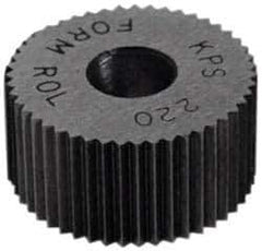 Made in USA - 1-1/4" Diam, 90° Tooth Angle, 30 TPI, Standard (Shape), Form Type Cobalt Straight Knurl Wheel - 1/2" Face Width, 1/2" Hole, Circular Pitch, Bright Finish, Series PH - Exact Industrial Supply