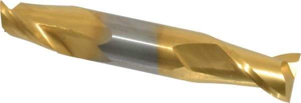 Atrax - 1/2", 5/8" LOC, 1/2" Shank Diam, 3" OAL, 2 Flute, Solid Carbide Square End Mill - Double End, TiN Finish, Spiral Flute, 30° Helix, Centercutting, Right Hand Cut - Eagle Tool & Supply