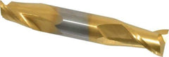 Atrax - 1/2", 5/8" LOC, 1/2" Shank Diam, 3" OAL, 2 Flute, Solid Carbide Square End Mill - Double End, TiN Finish, Spiral Flute, 30° Helix, Centercutting, Right Hand Cut - Eagle Tool & Supply