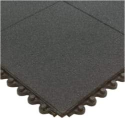 Wearwell - 3' Long x 3' Wide x 5/8" Thick, Anti-Fatigue Modular Matting Tiles - Male & Female, 4 Interlocking Sides, Black, For Dry & Wet Areas, Series 574 - Eagle Tool & Supply