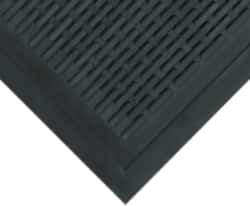 Wearwell - 5 Ft. Long x 3 Ft. Wide, Natural Rubber Surface, Raised Bars and Scrapers (Reversible) Entrance Matting - 5/16 Inch Thick, Outdoor, SBR Rubber, Black, 4 Edged Side, Series 224 - Eagle Tool & Supply