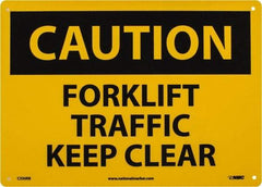 NMC - "Caution - Forklift Traffic - Keep Clear", 10" Long x 14" Wide, Rigid Plastic Safety Sign - Rectangle, 0.05" Thick, Use for Accident Prevention - Eagle Tool & Supply