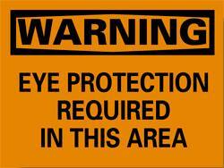 NMC - "Warning - Eye Protection Required in This Area", 10" Long x 14" Wide, Rigid Plastic Safety Sign - Rectangle, 0.05" Thick, Use for Accident Prevention - Eagle Tool & Supply