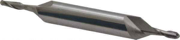 Atrax - 1/8" Diam, 3/8" LOC, 2 Flute Solid Carbide Ball End Mill - Uncoated, Double End, 3" OAL, 3/8" Shank Diam - Eagle Tool & Supply