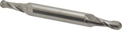 Atrax - 1/4" Diam, 5/8" LOC, 2 Flute Solid Carbide Ball End Mill - Uncoated, Double End, 3-1/2" OAL, 3/8" Shank Diam - Eagle Tool & Supply
