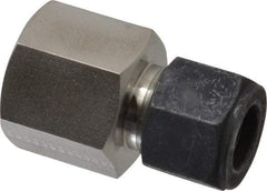 Parker - 1/2" OD, Stainless Steel Female Connector - 1-1/16" Hex, Comp x FNPT Ends - Eagle Tool & Supply