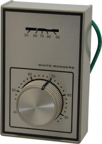 White-Rodgers - 40 to 90°F, 1 Heat, 1 Cool, Light-Duty Line Voltage Thermostat - 120 to 277 Volts, SPDT Switch - Eagle Tool & Supply