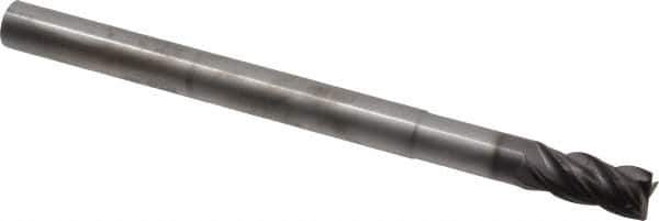 SGS - 7/16", 4 Flute, Single End, Solid Carbide, 0.02" Corner Radius End Mill - 6" OAL, Right Hand Flute, 1" LOC, Right Hand Cut, 2" Extended Reach - Eagle Tool & Supply