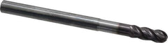 SGS - 5/16" Diam, 13/16" LOC, 4 Flute Solid Carbide Ball End Mill - AlTiN Finish, Single End, 4" OAL, 5/16" Shank Diam, Spiral Flute - Eagle Tool & Supply