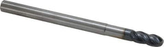 SGS - 7/16" Diam, 1" LOC, 4 Flute Solid Carbide Ball End Mill - AlTiN Finish, Single End, 6" OAL, 7/16" Shank Diam, Spiral Flute - Eagle Tool & Supply
