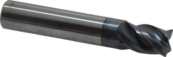 SGS - 7/16", 4 Flute, Single End, Solid Carbide, 0.0150 - 0.0200" Corner Radius End Mill - 2-1/2" OAL, Right Hand Flute, 5/8" LOC, Right Hand Cut - Eagle Tool & Supply