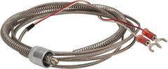 Thermo Electric - 32 to 900°F, J Universal Temp, Thermocouple Probe - 6 Ft. Cable Length, Stripped Ends with Spade Lugs, 1/4 Inch Probe Sheath Length, 1 Sec Response Time - Eagle Tool & Supply