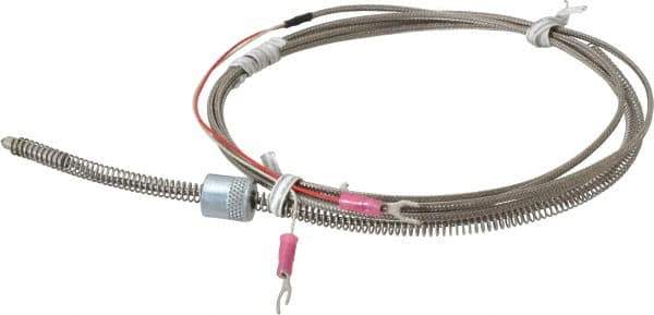 Thermo Electric - 32 to 900°F, J Universal Temp, Thermocouple Probe - 7-1/2 Ft. Cable Length, Stripped Ends with Spade Lugs, 1/4 Inch Probe Sheath Length, 1 Sec Response Time - Eagle Tool & Supply