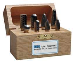 SGS Pro - 8 Piece, 3/16" Shank Burr Set - Tungsten Carbide, Multiple Head Shape - Eagle Tool & Supply