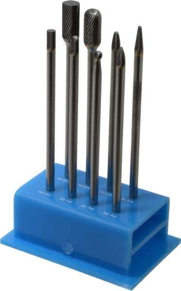 SGS Pro - 8 Piece, 1/4" Shank Burr Set - Tungsten Carbide, Multiple Head Shape - Eagle Tool & Supply