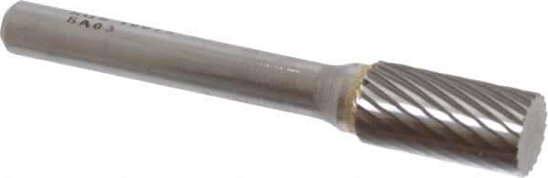 SGS Pro - 3/8" Cut Diam, 1/4" Shank Diam, Cylinder Head Single Cut Burr - Carbide, Flat End, 3/4" LOC, 2-1/2" OAL - Eagle Tool & Supply