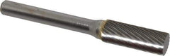 SGS Pro - 3/8" Cut Diam, 1/4" Shank Diam, Cylinder Head Single Cut Burr - Carbide, Flat End, 1" LOC - Eagle Tool & Supply