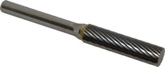 SGS Pro - 3/8" Cut Diam, 1/4" Shank Diam, Cylinder Head Single Cut Burr - Carbide, Flat End, 1-1/2" LOC - Eagle Tool & Supply