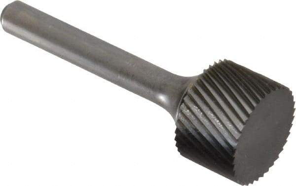 SGS Pro - 3/4" Cut Diam, 1/4" Shank Diam, Cylinder Head Single Cut Burr - Carbide, Flat End, 1/2" LOC - Eagle Tool & Supply