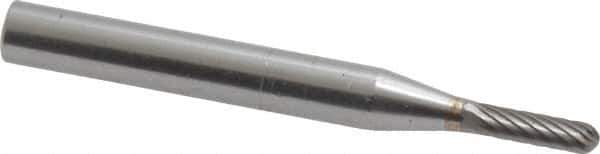 SGS Pro - 1/8" Cut Diam, 1/4" Shank Diam, Cylinder with Radius Head Single Cut Burr - Carbide, Radius End, 1/2" LOC - Eagle Tool & Supply