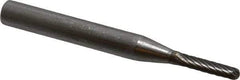 SGS Pro - 1/8" Cut Diam, 1/4" Shank Diam, Cylinder with Radius Head Single Cut Burr - Carbide, Radius End, 5/8" LOC - Eagle Tool & Supply