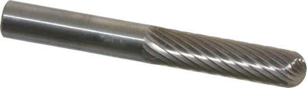 SGS Pro - 1/4" Cut Diam, 1/4" Shank Diam, Cylinder with Radius Head Single Cut Burr - Carbide, Radius End, 1" LOC, 2" OAL - Eagle Tool & Supply