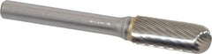 SGS Pro - 3/8" Cut Diam, 1/4" Shank Diam, Cylinder with Radius Head Single Cut Burr - Carbide, Radius End, 1" LOC - Eagle Tool & Supply