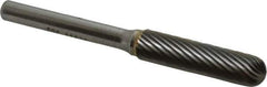 SGS Pro - 3/8" Cut Diam, 1/4" Shank Diam, Cylinder with Radius Head Single Cut Burr - Carbide, Radius End, 1-1/2" LOC - Eagle Tool & Supply