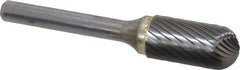 SGS Pro - 1/2" Cut Diam, 1/4" Shank Diam, Cylinder with Radius Head Single Cut Burr - Carbide, Radius End, 1" LOC, 2-3/4" OAL - Eagle Tool & Supply