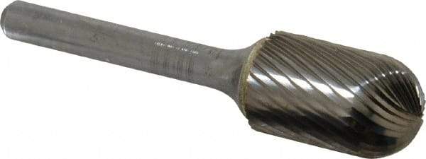 SGS Pro - 5/8" Cut Diam, 1/4" Shank Diam, Cylinder with Radius Head Single Cut Burr - Carbide, Radius End, 1" LOC, 2-3/4" OAL - Eagle Tool & Supply