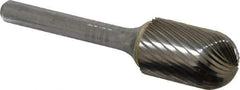 SGS Pro - 5/8" Cut Diam, 1/4" Shank Diam, Cylinder with Radius Head Single Cut Burr - Carbide, Radius End, 1" LOC, 2-3/4" OAL - Eagle Tool & Supply