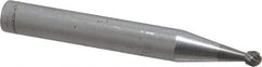 SGS Pro - 1/8" Cut Diam, 1/4" Shank Diam, Ball Head Single Cut Burr - Carbide, Radius End, 3/32" LOC - Eagle Tool & Supply