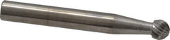 SGS Pro - 1/4" Cut Diam, 1/4" Shank Diam, Ball Head Single Cut Burr - Carbide, Radius End, 7/32" LOC - Eagle Tool & Supply