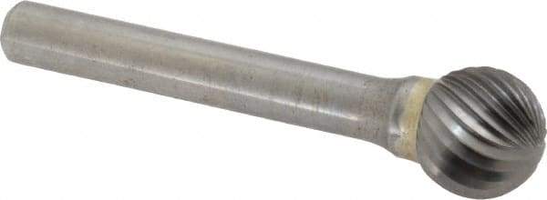 SGS Pro - 1/2" Cut Diam, 1/4" Shank Diam, Ball Head Single Cut Burr - Carbide, Radius End, 7/16" LOC - Eagle Tool & Supply